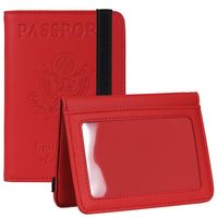 Étui de passeport en cuir lisse avec logo personnalisé, facile à transporter, avec fenêtre transparente pour l'identité et organisateur de documents