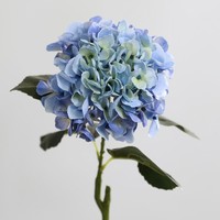 Bunga Hydrangea Biru Real Touch dengan Kelopak Film Cetak 3D, Buket Pernikahan, Bunga Palsu untuk Dekorasi Vas Ruang Tamu dan Meja Rumah