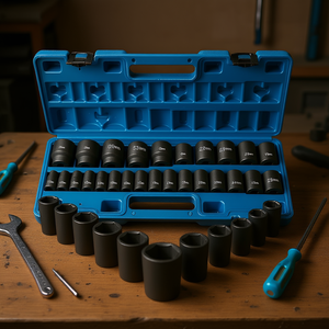 Set di 26 Chiavi a Bussola a Impatto da 1/2 Pollice, 6 Punte, Metriche, da 10mm a 36mm, in Ossido Nero, con Gabbia Portautensili, Grado Industriale - Product Image 2