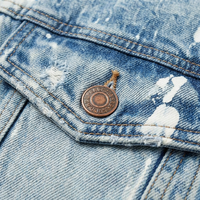 Veste en jean pour homme XUFEI OEM, logo personnalisé, streetwear de haute qualité, effet éclaboussures de peinture, déchiré, lavage à l'acide, 100% coton, design de créateur