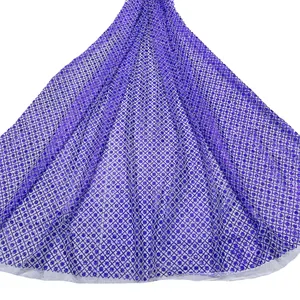 blue diamond plaid tulle with full glitter pattern gorgeous purple blue ballroom dress fabric