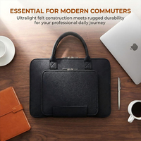 Housse d'ordinateur portable en feutre légère avec logo personnalisé, plusieurs poches, sac de transport pour ordinateur portable et sacoche pour homme avec poignée