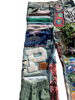 Pantalon en jean personnalisé pour homme, style streetwear, coupe évasée, patchwork, broderie vintage, jean droit en denim