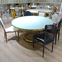 Ensemble de table et de chaises rondes en acier inoxydable doré pour mariage, salle de banquet, mobilier de salle à manger