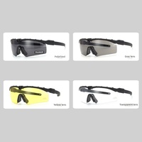 Lunettes de sport PC prêtes à l'emploi, lunettes tactiques d'extérieur, anti-impact, protection UV, verres polarisés remplaçables, ensemble de 3 pièces