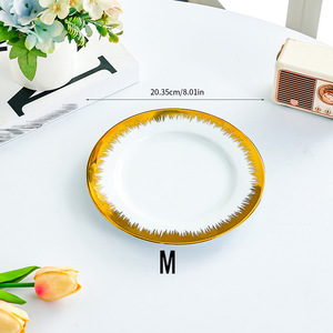 Chất Lượng Cao Vàng Rim Sứ Bữa Ăn Tối Tấm Thiết Kế Cổ Điển Thân Thiện Với Môi Dùng Một Lần Gốm Bộ Đồ Ăn Nhà Hàng Phổ Biến - Product Image 5