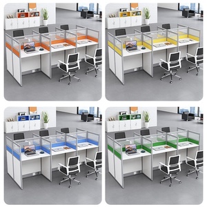 Table de personnel avec piédestal fixe/mobile, poste de travail de bureau, table de travail en cubicle pour 6 places - Product Image 2