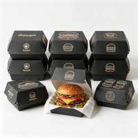Boîte à hamburger en carton blanc biodégradable avec logo personnalisé, écologique, jetable, pour emporter, emballage pour restauration rapide