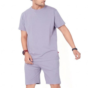 Wholesale Summer Wear New Arrival Men Short Sleeve T Shirt And Shorts Sets Breathable Clothing Solid Color Mens T Shirts Sets - Product Image 1