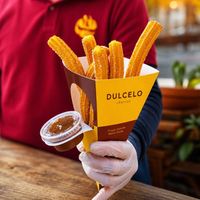 Boîtes en papier jetables anti-graisse pour frites, churros, crêpes, chips et cornets avec pochette pour sauce