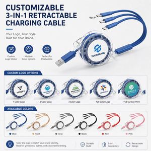 Cable de Carga 3 en 1 con Logotipo Personalizado, Cable Multidispositivo Retráctil con Caja de Cristal, Venta al Por Mayor - Product Image 3