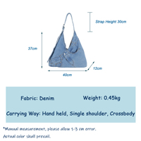 Sac fourre-tout en jean vintage, sac à bandoulière avec sangle réglable, logo personnalisé OEM ODM disponible