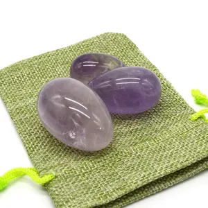 Bán Buôn Tự Nhiên Khoan Amethyst Jade Trứng, Khắc Yoni Trứng Cho Tập Thể Dục Âm Đạo