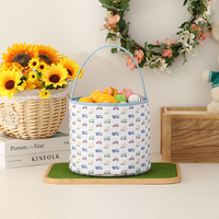 Panier de Pâques rose avec nœud et bordure à volants, grande capacité, sac de chasse aux œufs, seau à bonbons de Pâques, seau cadeau de Pâques pour fête d'enfants