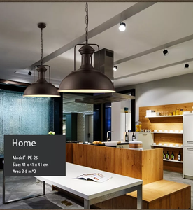 Vente en gros de lustres industriels rétro d'intérieur en fer E27 Base Loft Suspension en métal pour restaurant Noir - Product Image 2