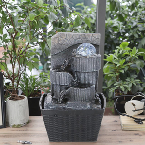 Fontaine d'eau de table simple pour bureau et salon, décoration Feng Shui avec cascade et roue, pour la maison et le jardin - Product Image 1