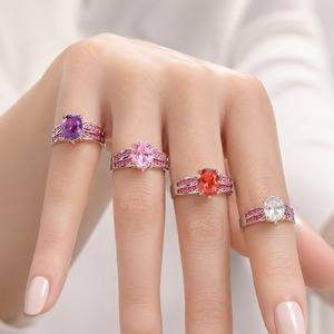 Anello Aperto a Forma di Cuore con Dettaglio Colorato, Design Regolabile, Accessorio di Moda per Coppie - Product Image 2