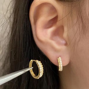 Pendientes Xinfly de oro real de 18 quilates, joyería de oro de 18 quilates AU750, pendientes de diamantes naturales de 0.20 quilates, pendientes de aro redondos para mujer - Product Image 1