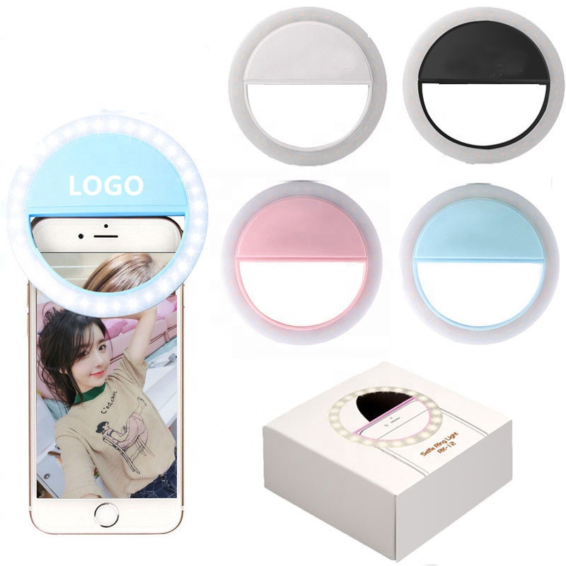 Оптовая продажа, портативный Перезаряжаемый телефонный зажим для камеры, светодиодный кольцевой светильник для селфи для Iphone, дополнительное освещение