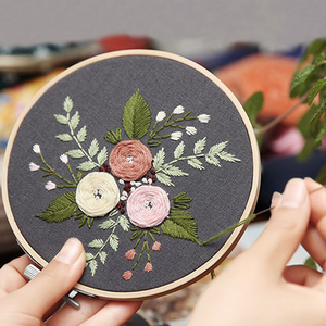 Kit Fai-da-Te Ecologico per Ricamo a <span class=keywords><strong>Punto</strong></span> <span class=keywords><strong>Croce</strong></span> con Fiori, Lavoro a Mano Personalizzato per Principianti, con Nastro e Telaio per Ricamo, Decorazione per la Casa - Product Image 5