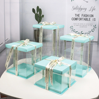 Boîte à gâteau transparente en plastique de luxe pour anniversaire, vente en gros 2024, 10*12*12 cm de hauteur