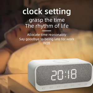 Altavoz Inalámbrico con Cargador Rápido <span class=keywords><strong>de</strong></span> 15W, <span class=keywords><strong>Sonido</strong></span> Estéreo <span class=keywords><strong>de</strong></span> Alta Fidelidad, Reloj Despertador con Micrófono Integrado para Dormitorio - Product Image 3