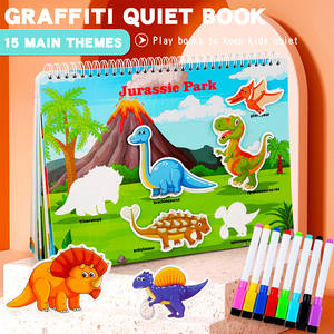 Libro de Rompecabezas de Pegatinas de Dinosaurios Mágicos Personalizado para Bebés, Educativo, Silencioso, con Encuadernación en Espiral y Papel Offset para Niños - Product Image 2