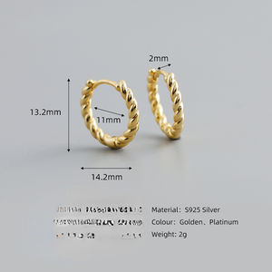 Descuento por Tiempo Limitado 70% Pendientes de Plata de Ley S925 con Oro de 18K y Circonitas Geométricas para Mujer, Joyería de Moda Colleen - Product Image 5