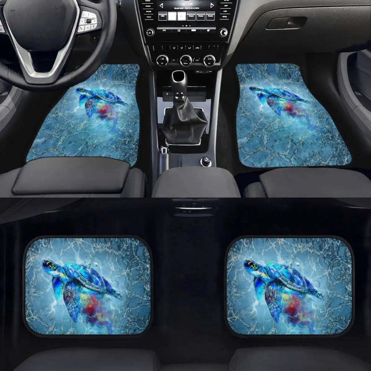Stampa su richiesta modello tartaruga marina 4 Set protezione interna Universal Fit Car SUV Truck tappetini auto personalizzati