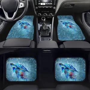 Motif de tortue de mer imprimé à la demande 4 ensembles de Protection intérieure universel pour voiture SUV camion tapis de sol de voiture personnalisés