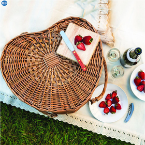 Factory Hot Selling Herzförmiger Wicker Picknick korb Rattan Picknick korb Aufbewahrung skorb - Product Image 5
