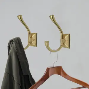 Wall Hook Retro Modern Brushed Brass Wall Mounted Hanger Hooks Zinc Coat Hooks