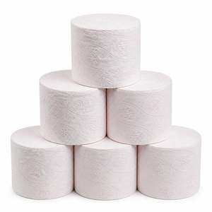 Soft Virgin Wood Pulp Washable Disposable Eco-Friendly <b>Toilet</b> Tissue Standard Roll <b>Pink</b> Patterned Surface - Product Image 1