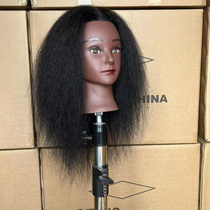 Tête de Mannequin en Cheveux Naturels pour Coiffeur, Mannequin d'Entraînement Américain/Africain, Tête de Poupée Cosmétologique pour Salon de Coiffure Féminin - Product Image 3