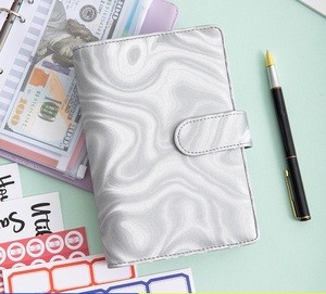 Carpeta de Presupuesto A6 de Lujo en Cuero PU con Diseño de Ondas de Agua, Organizador de Dinero para Ahorrar Efectivo, Planificador de Presupuesto, Cuaderno con Sobres con Cremallera - Product Image 2