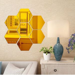 12PCs/<b>Set</b> DIY 3D <b>Mirror</b> <b>Wall</b> Sticker Hexagon Home Decor <b>Mirror</b> Decor Stickers Art <b>Wall</b> Bedroom Decoration Self-adhesive Stickers - Product Image 3