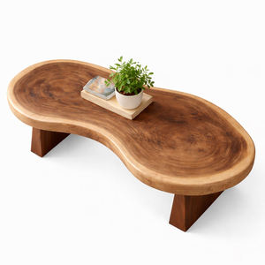 Mesa de Centro Moderna de Madera Natural de Suar Premium, con Diseño de Vetas Únicas, para Sala de Estar, Hotel o Apartamento - Product Image 6