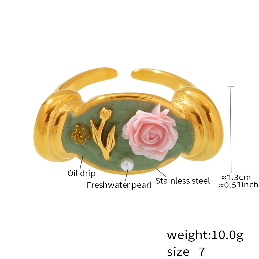 Gold and pink rose ring