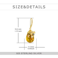 Großhandel 925 Sterling Silber Bernstein Waben-Bienen-Ohrhänger – Individueller Insekten-Tropfen-Schmuck für Damen