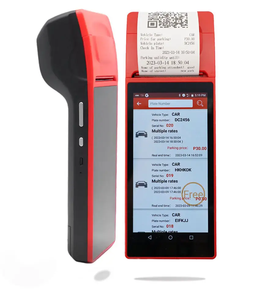 car parking ticket system android handheld terminal with built in printer android pos with printer