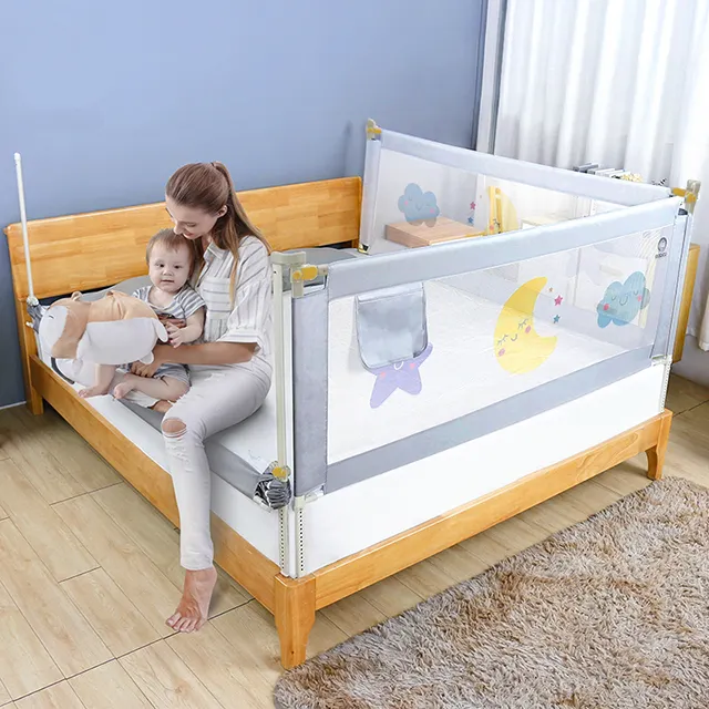 Color : Blue, Size : 1m Babys Bed rieles 100 150 Cama de 180 cm Plegable Plegable de la Mejor Manera Babys Cuna de Seguridad ferroviaria bebé Solo riel for Cama Transpirable