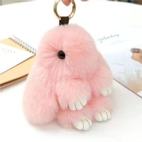 Gantungan Tas Kelinci Lucu Bahan Plush Lembut Berbulu, Liontin Gantungan Kunci untuk Wanita dan Anak Perempuan, Dekorasi Tas Tangan, Ransel, Mobil, Hadiah