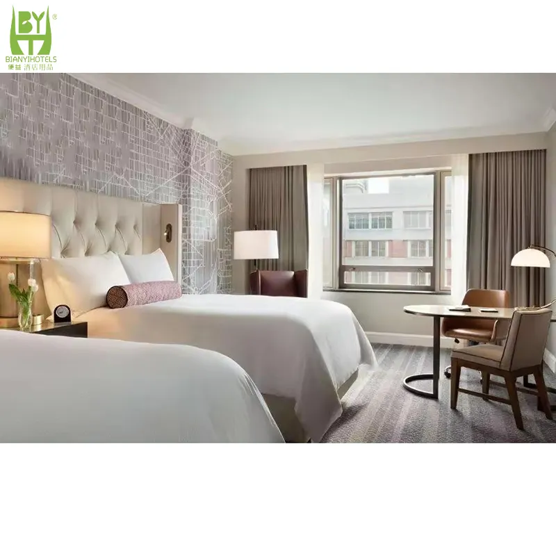Foshan fábrica OEM personalizado barato madera habitación de hotel muebles conjunto de muebles de habitación de hotel