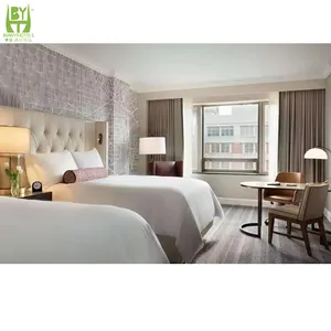 Conjunto de móveis de quarto de hotel de madeira barato personalizado oem de fábrica de Foshan