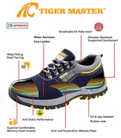 Chaussures de sécurité de travail pour hommes Tiger Master, semelle en caoutchouc antidérapante et résistante à l'huile, cuir suédé bleu, embout en acier anti-perforation, pour entrepôt
