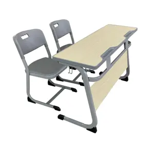 Table d'étude en bois, bureau et chaise, 2 places, pour enfants, salle de classe