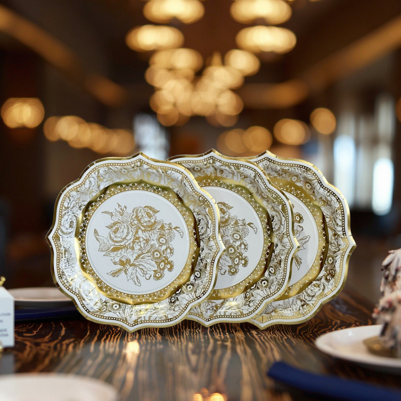 Elegant Vintage Gold Embossed Flower Paper