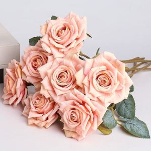 Rosas Artificiales Realistas al Tacto, Decoración para Bodas, Alta Calidad, Color Rosa Otoñal, Látex, Hechas a Mano, para el Día de la Madre, Navidad - Product Image 1