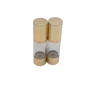 Flacons de crème cosmétique de luxe personnalisés sans air avec <span class=keywords><strong>pompe</strong></span> en aluminium doré pour sérum et lotion de soin de la peau 15 ml - Product Image 1