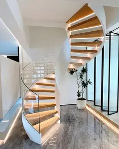 건물 숨겨진 빔 대리석 집 나선형 계단 강철 빔 플로팅 계단 현대 나선형 계단